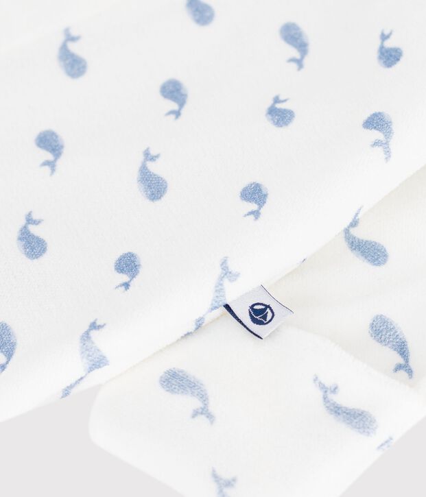 Pyjama b&eacute;b&eacute; en velours avec col imprim&eacute; baleine bleu/bleu