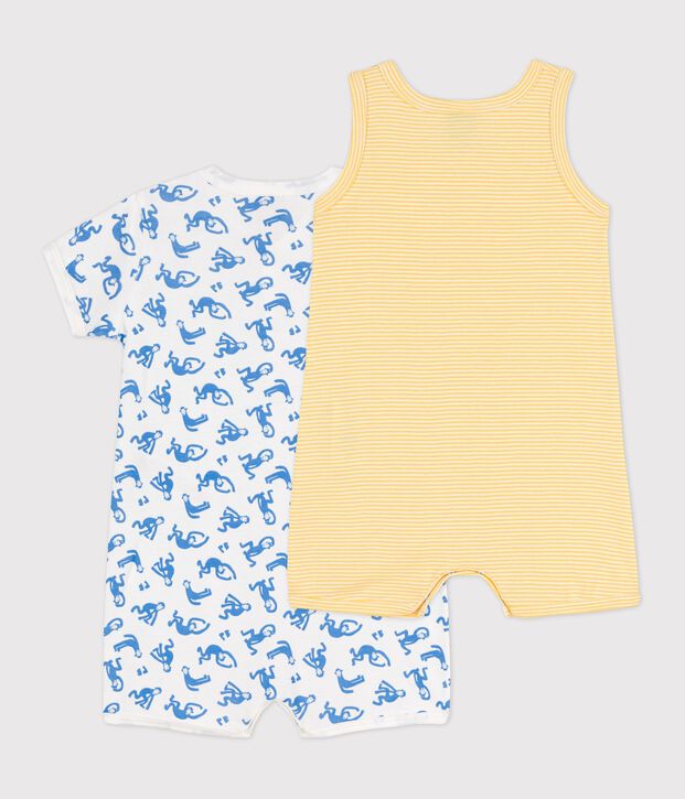 Lot de 2 combicourts b&eacute;b&eacute; en coton multicouleur