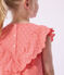 Robe enfant manches courtes en coton motifs c&oelig;urs rose