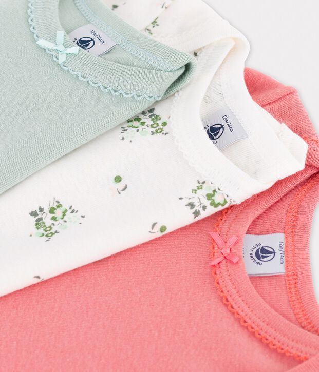 Lot de 3 bodies manches courtes en coton et lin multicouleur