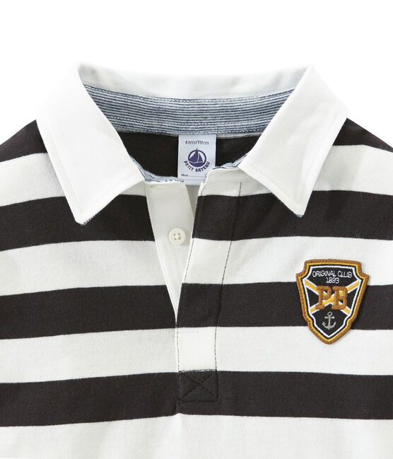 Polo rugby enfant garçon gris CAPECOD/blanc MARSHMALLOW
