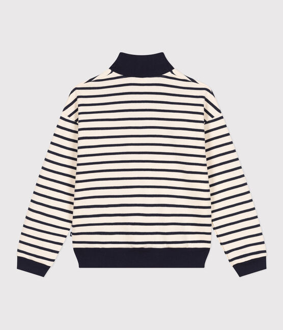 Sweatshirt col camionneur en molleton gratté femme blanc AVALANCHE/bleu SMOKING