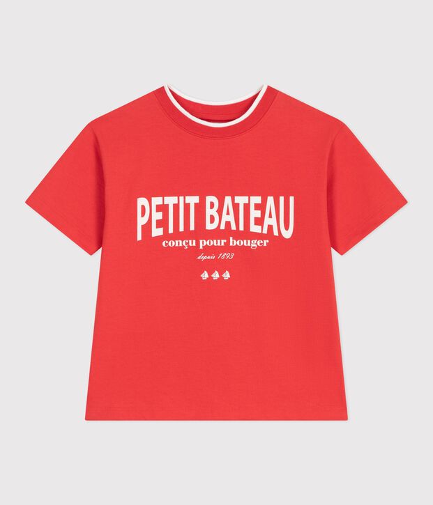 Tee-shirt enfant manches courtes en coton rouge