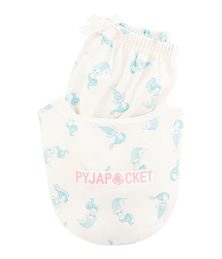 Pyjacourt petite fille en c&ocirc;te blanc MARSHMALLOW/blanc MULTICO