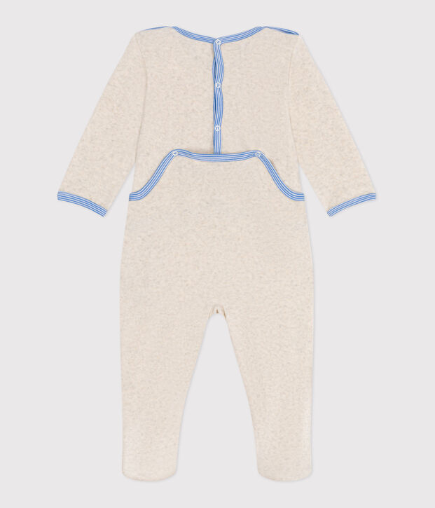 Pyjama b&eacute;b&eacute; en velours ouverture au dos beige