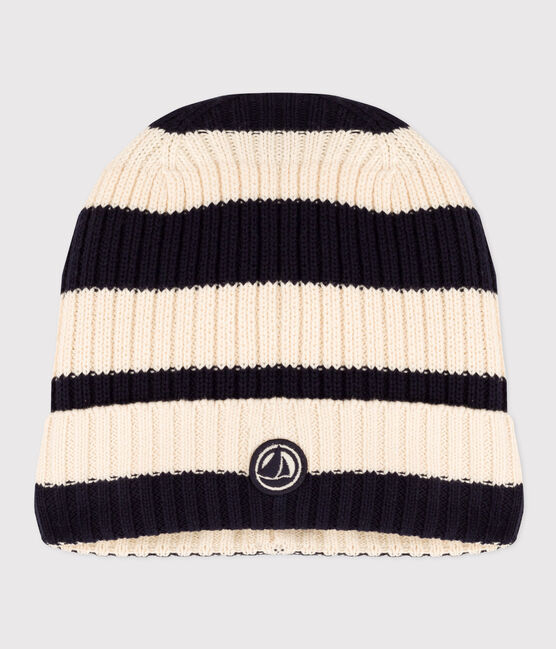 Bonnet rayé en tricot doublé en polaire enfant garçon-fille bleu SMOKING/ AVALANCHE