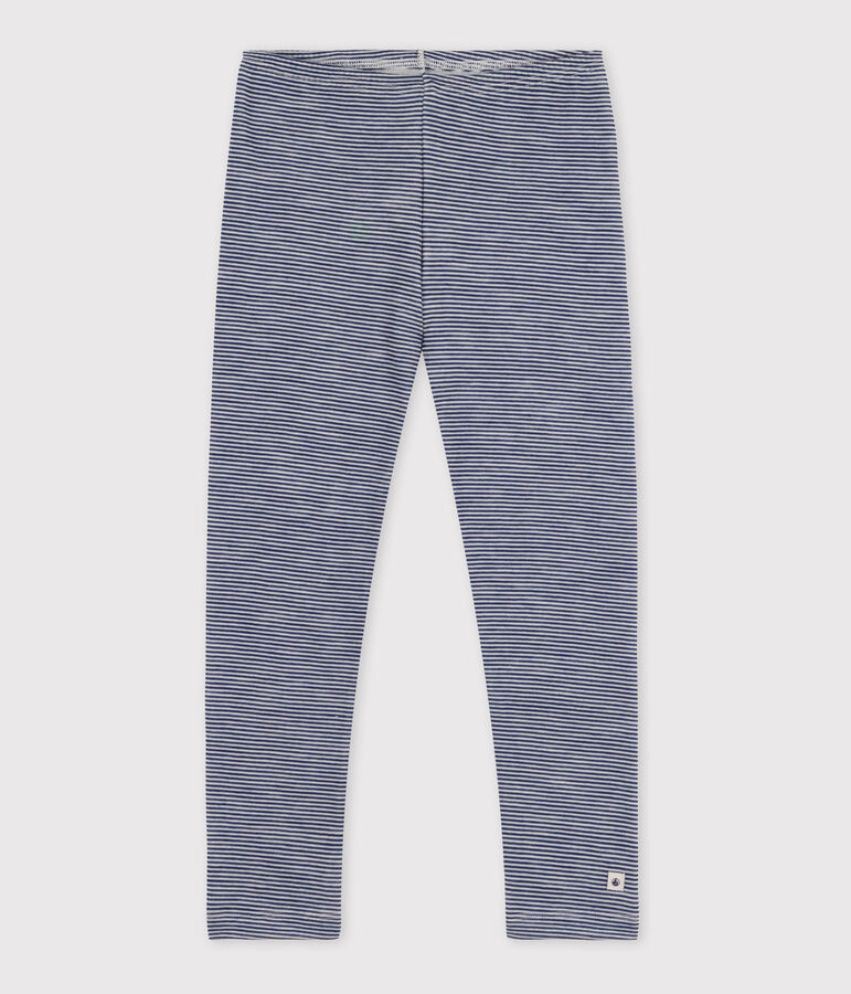 Legging milleraies petite fille/petit gar&ccedil;on en laine et coton bleu/blanc