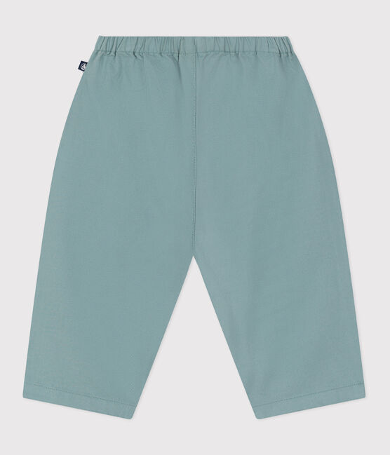 Pantalon bébé en coton et lin uni vert PAUL