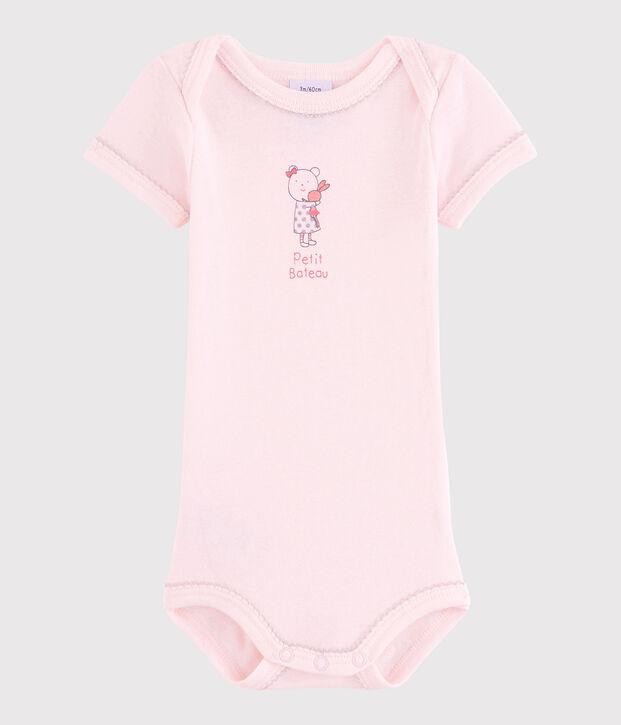 Body manches courtes b&eacute;b&eacute; fille rose