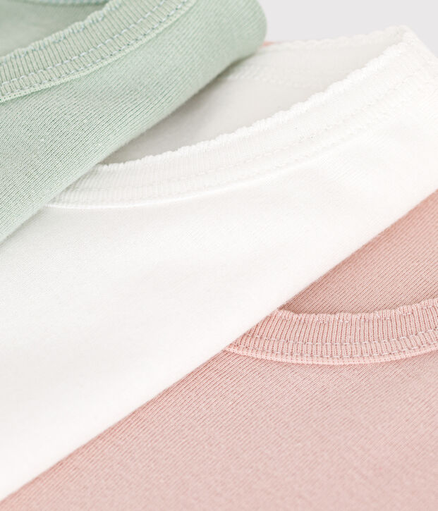 Lot de 3 tee-shirts &agrave; manches courtes unis en coton enfant multicouleur