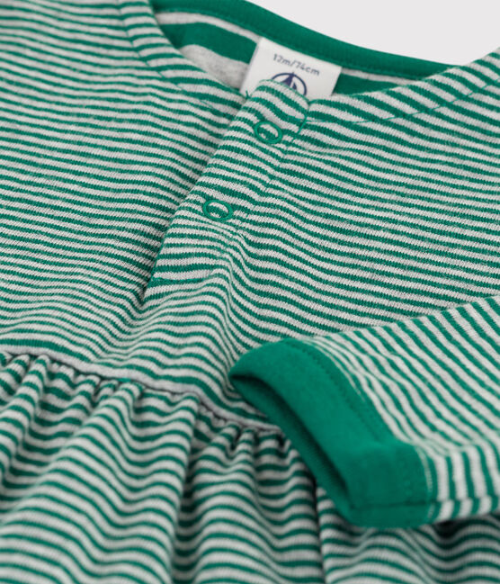 Robe manches longues rayée milleraies bébé en tubique EVERGREEN/ FUMEE