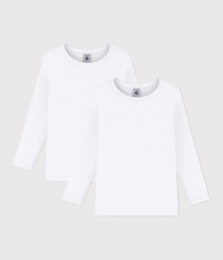 Lot de 2 tee-shirts blancs manches longues petite fille variante 1