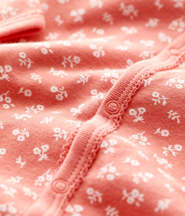 Dors bien b&eacute;b&eacute; fleuri en coton biologique rose/blanc