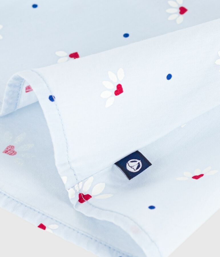 Blouse b&eacute;b&eacute; en popeline de coton sans manches, imprim&eacute; fleurs bleu FRAICHEUR/blanc MULTICO