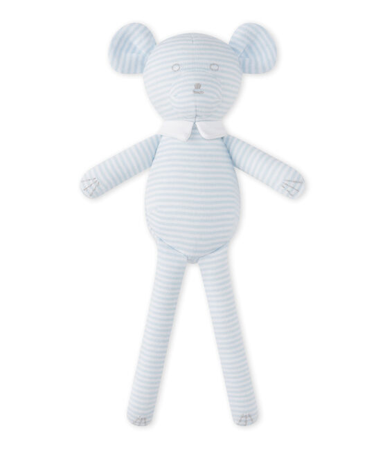 Doudou ourson rayé milleraies bleu FRAICHEUR/blanc ECUME CN