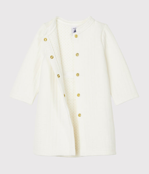 Manteau b&eacute;b&eacute; fille en tubique matelass&eacute; blanc