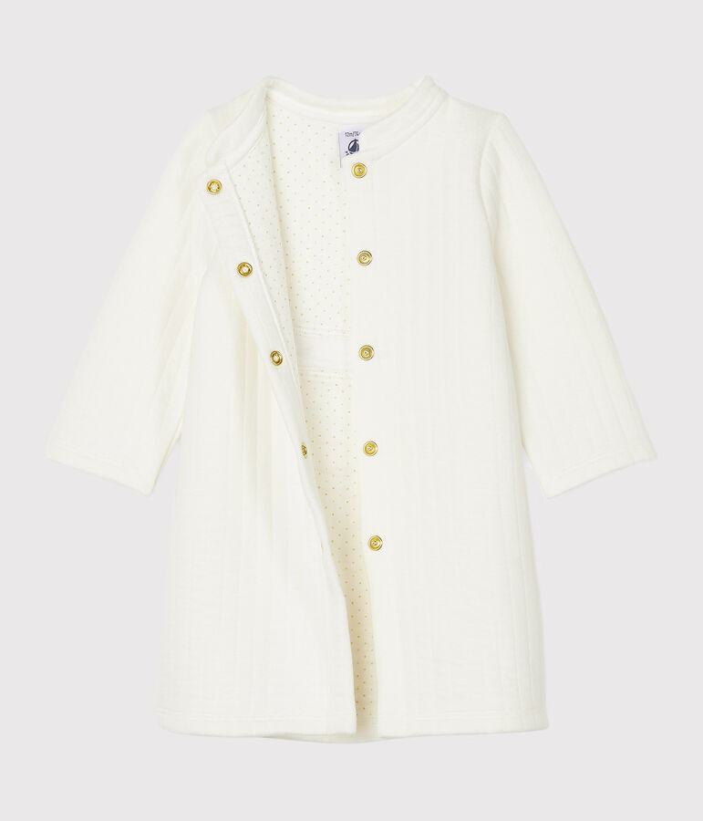 Manteau b&eacute;b&eacute; fille en tubique matelass&eacute; blanc MARSHMALLOW