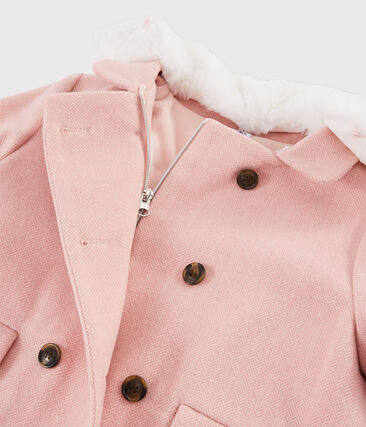 Manteau En Drap De Laine Fille Rose Petit Bateau