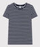 Tee-shirt LE DROIT col rond en coton Femme bleu SMOKING/blanc MARSHMALLOW
