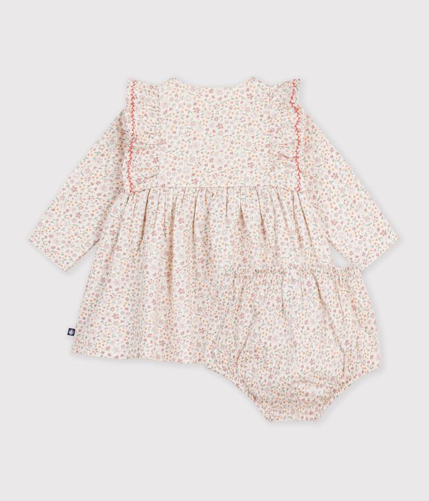 Robe b&eacute;b&eacute; en coton imprim&eacute; &agrave; fleurs &eacute;cru/multicouleur