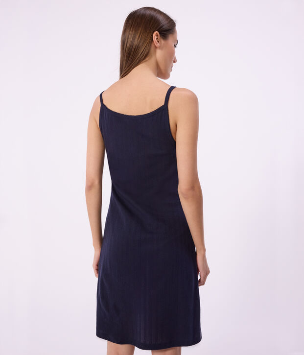 Nuisette femme en coton ajour&eacute; bleu