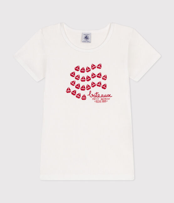 Tee-shirt manches courtes enfant en coton blanc ECUME