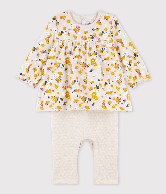 Combinaison longue bébé fille beige MONTELIMAR/blanc MULTICO
