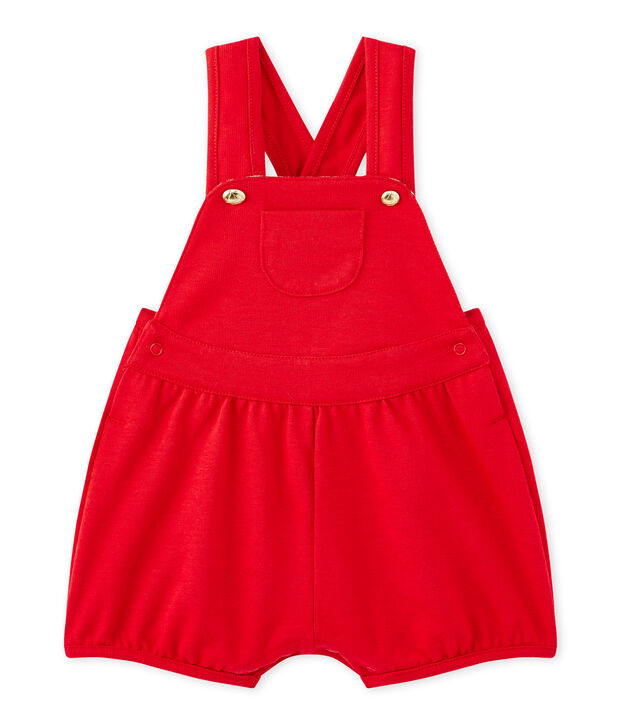 Salopette courte b&eacute;b&eacute; fille en jersey lourd rouge