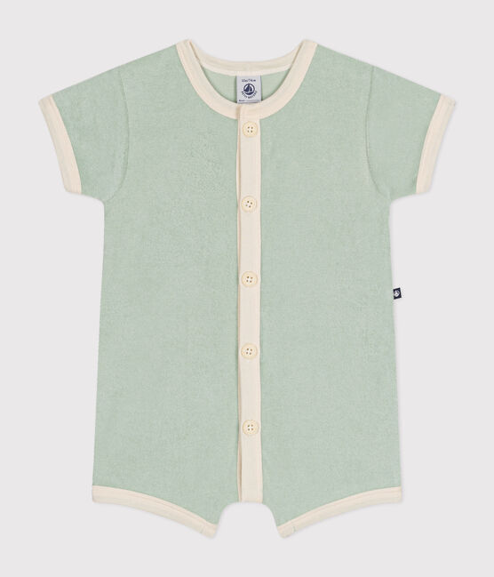 Combinaison courte en bouclette éponge bébé vert HERBIER