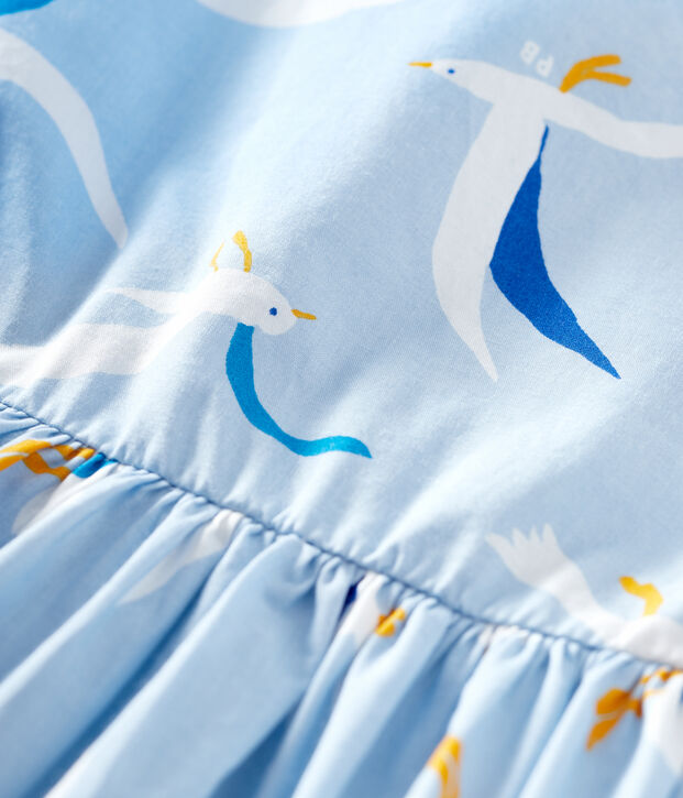 Robe manches courtes en popeline b&eacute;b&eacute; fille bleu/multicouleur