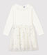 Robe manches longues coton et tulle enfant fille