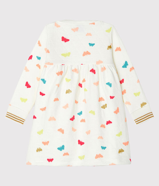 Robe manches longues bébé fille imprimée blanc MARSHMALLOW/blanc MULTICO