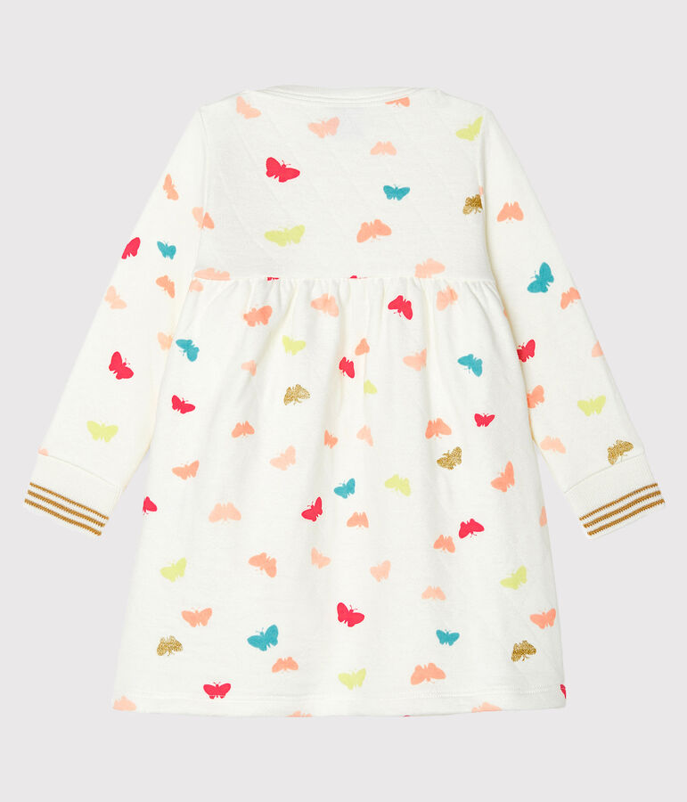 Robe manches longues b&eacute;b&eacute; fille imprim&eacute;e blanc/multicouleur