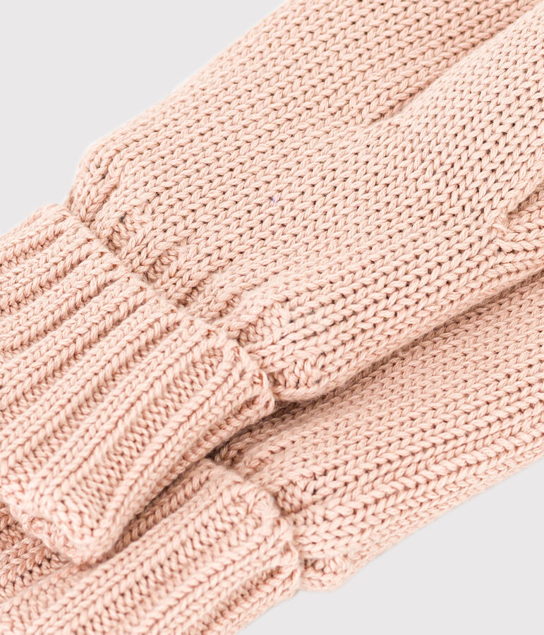 Moufles en tricot doubl&eacute; en polaire enfant gar&ccedil;on-fille rose SALINE