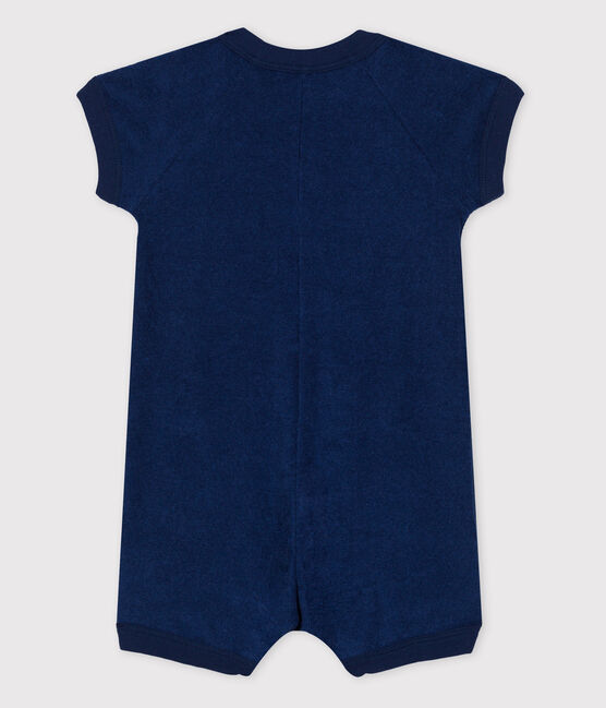 Combinaison courte bébé en bouclette éponge bleu MEDIEVAL