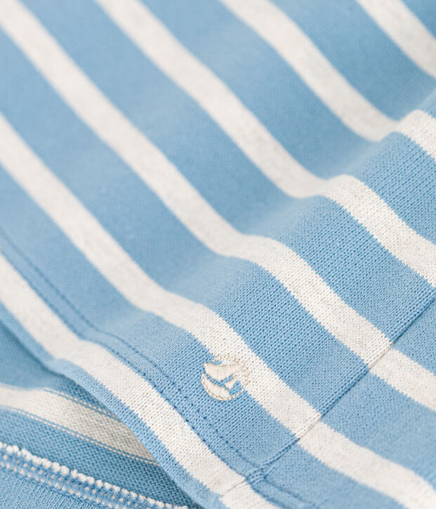 Robe manches longues en jersey &eacute;pais ray&eacute; b&eacute;b&eacute; bleu/beige