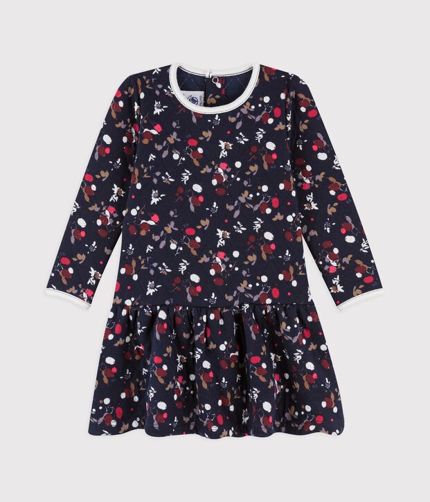 Robe manches longues en coton b&eacute;b&eacute;. bleu/multicouleur