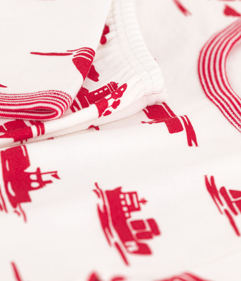 Pyjama Le Havre en tubique enfant blanc MARSHMALLOW/rouge PEPS