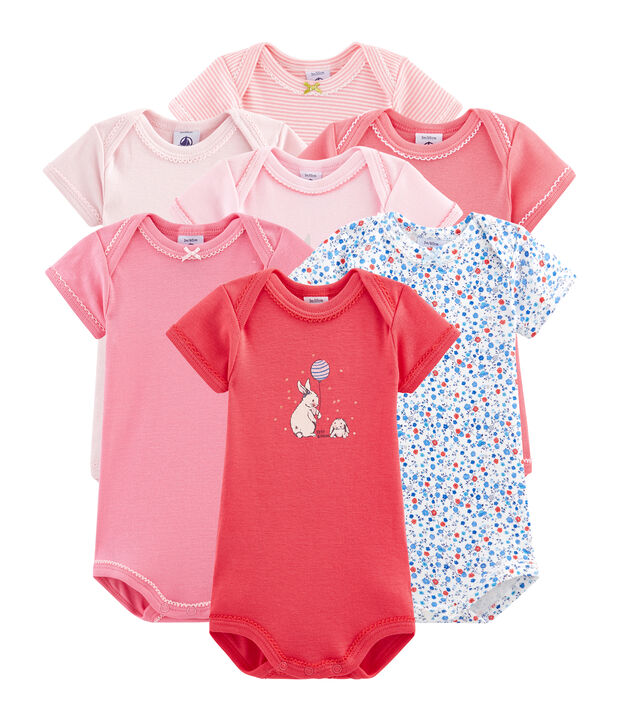 Pochon surprise de 7 bodies manches courtes b&eacute;b&eacute; fille multicouleur