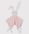 Doudou lapin bébé en côte rose CHARME/blanc MARSHMALLOW
