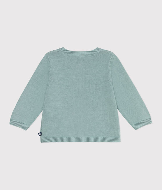 Cardigan bébé en coton point fantaisie vert PAUL