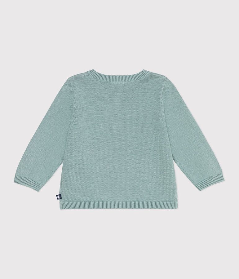 Cardigan b&eacute;b&eacute; en coton point fantaisie vert PAUL