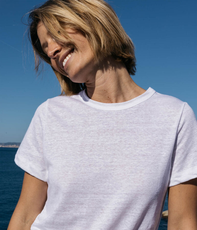 Tee-shirt L'ICONIQUE en lin Femme blanc
