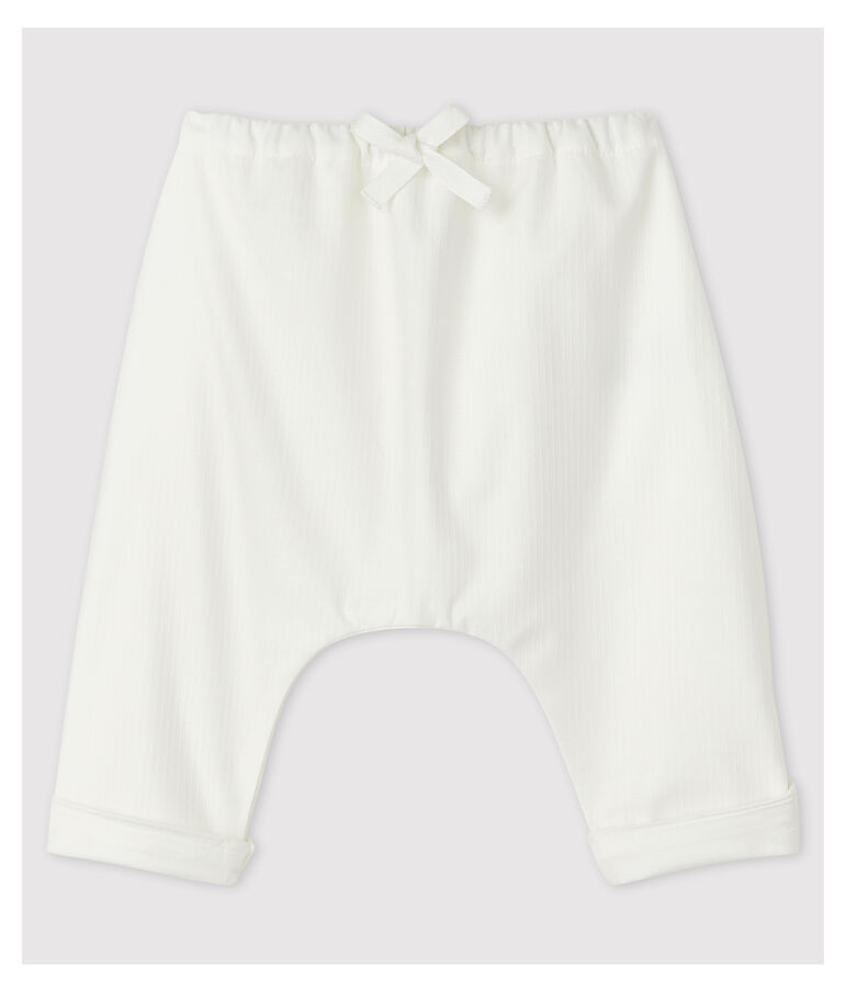 Pantalon blanc b&eacute;b&eacute; en popeline de coton biologique blanc MARSHMALLOW