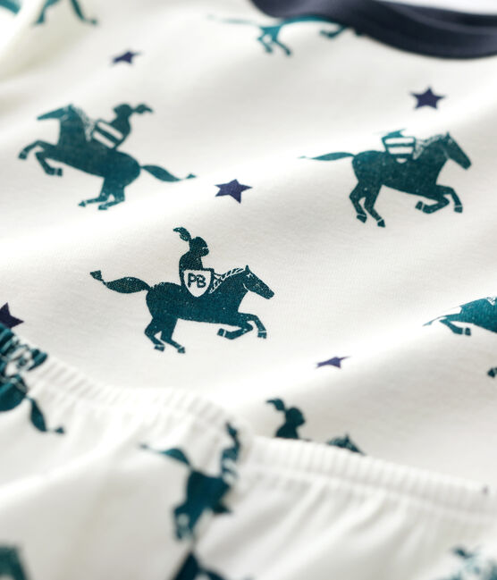 Pyjama imprimé chevaliers petit garçon en coton blanc MARSHMALLOW/blanc MULTICO