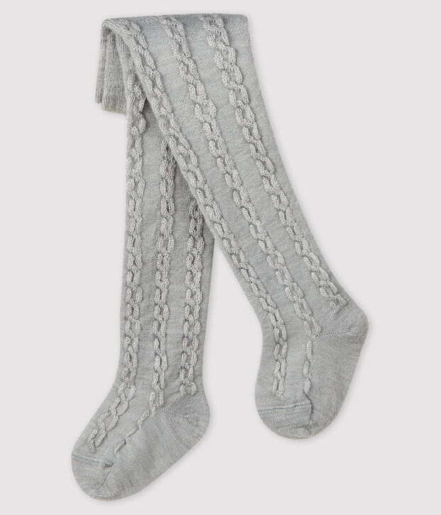 Collant en laine b&eacute;b&eacute; fille gris chin&eacute; clair