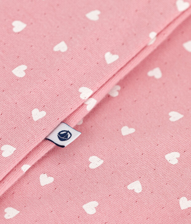 Bodyjama b&eacute;b&eacute; en tubique petits c&oelig;urs rose/blanc