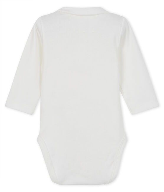 Body à col manches longues bébé garçon blanc MARSHMALLOW
