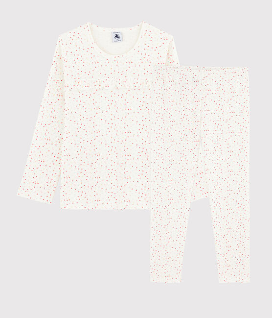 Pyjama pois multico petite fille en coton biologique blanc MARSHMALLOW/blanc MULTICO