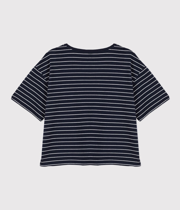 T-shirt LE BOXY en coton Femme bleu/blanc